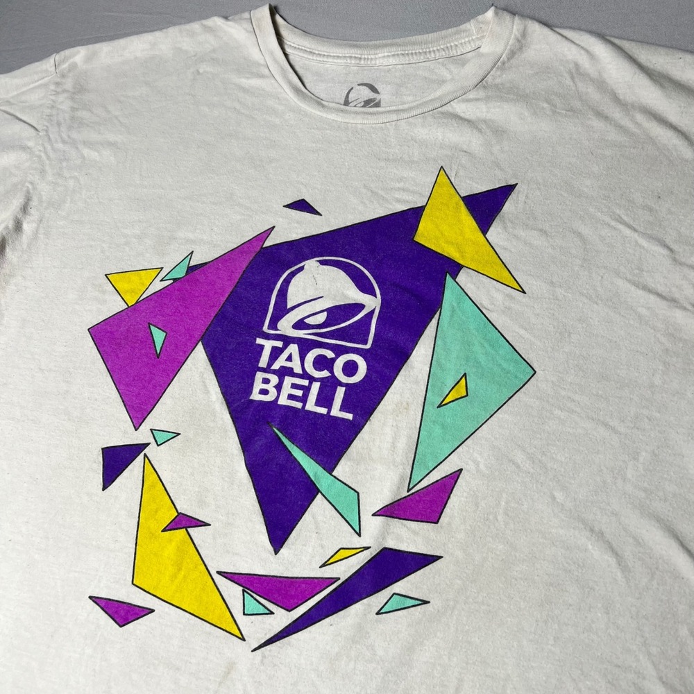 Taco Bell Ripple Junction Graphic T-Shirt XL White 90s Retro Geometric Logo